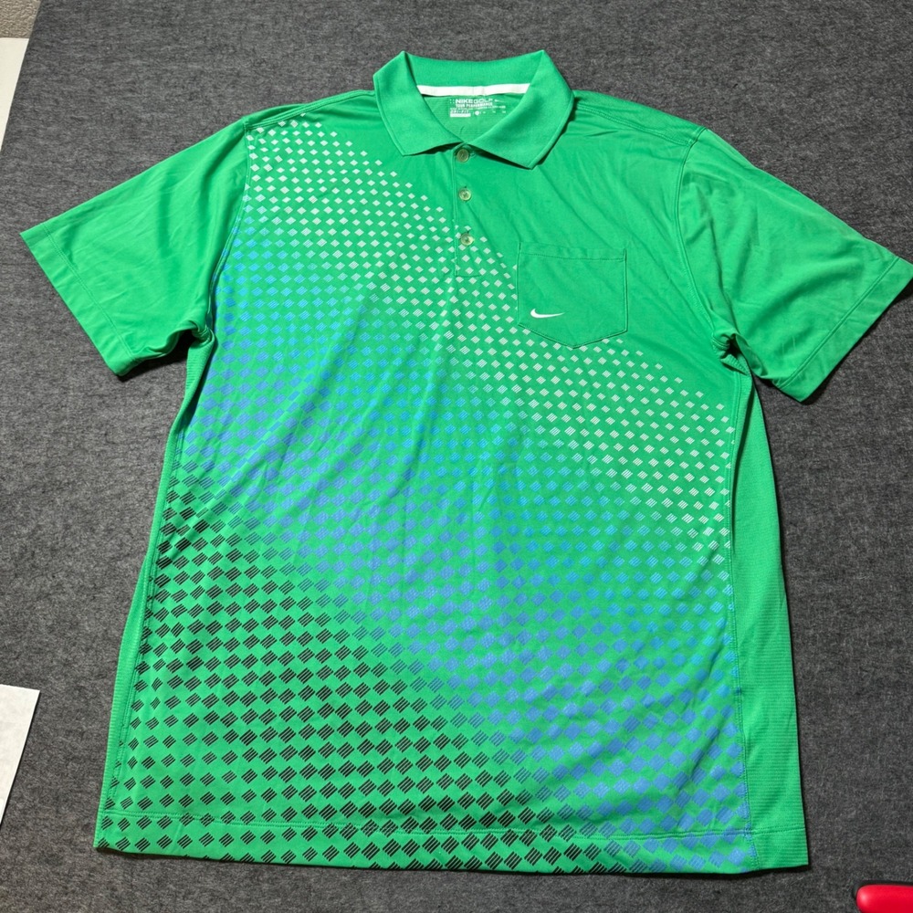 Nike Golf Tour Performance Polo XL Green Geometric Print 481813-386